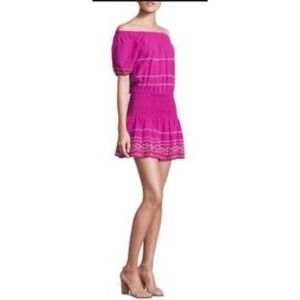 Piper by Townsen Smocked Mini Dress Off Shoulder‎ Pink M
